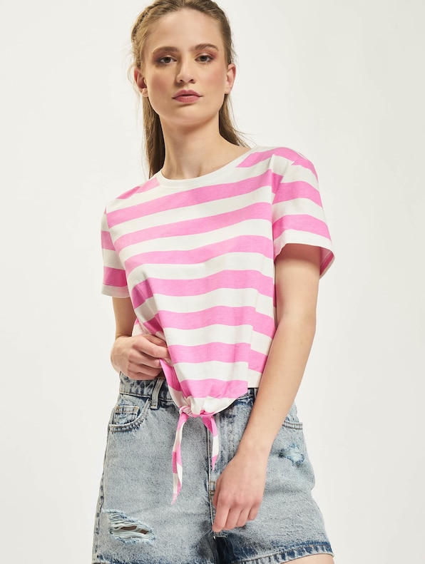 Only May Cropped Knot Stripe T-Shirt Super-0