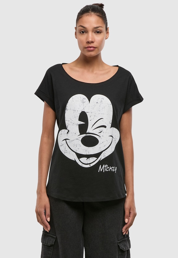 Disney Mickey Mouse Since Beaten Face CHAR CADT with Ladies Long Slub -2