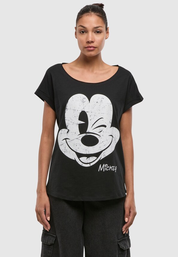 Disney Mickey Mouse Since Beaten Face CHAR CADT with Ladies Long Slub -2