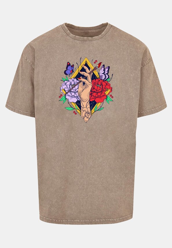 Frida Kahlo - Artist Acid Washed Heavy Oversize Tee-4