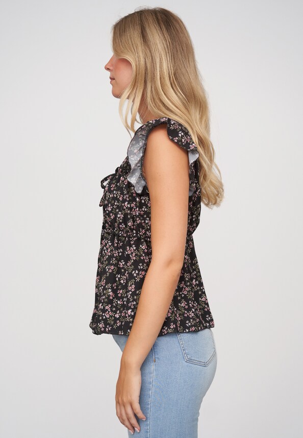 Ruffle Sleeve Tie Top-2