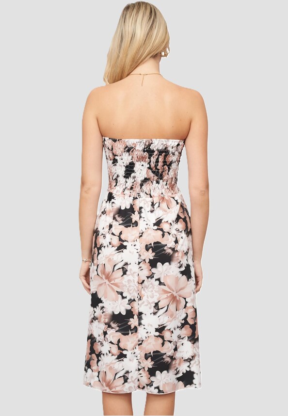 Bandeau Kleid in Wrap Look und AOP Blumen Print-1
