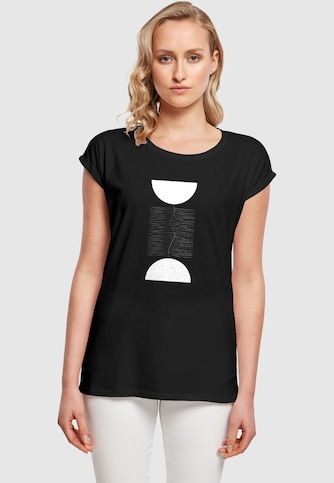 Ladies Abstract Lines Extended Shoulder Tee