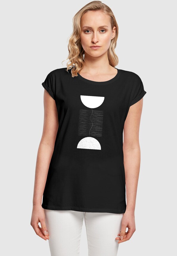 Ladies Abstract Lines Extended Shoulder Tee-0