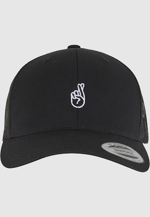 Crossed Fingers Handsign Retro Trucker Cap