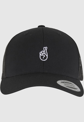 Crossed Fingers Handsign Retro Trucker Cap