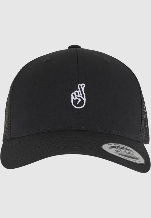 Crossed Fingers Handsign Retro Trucker Cap-0