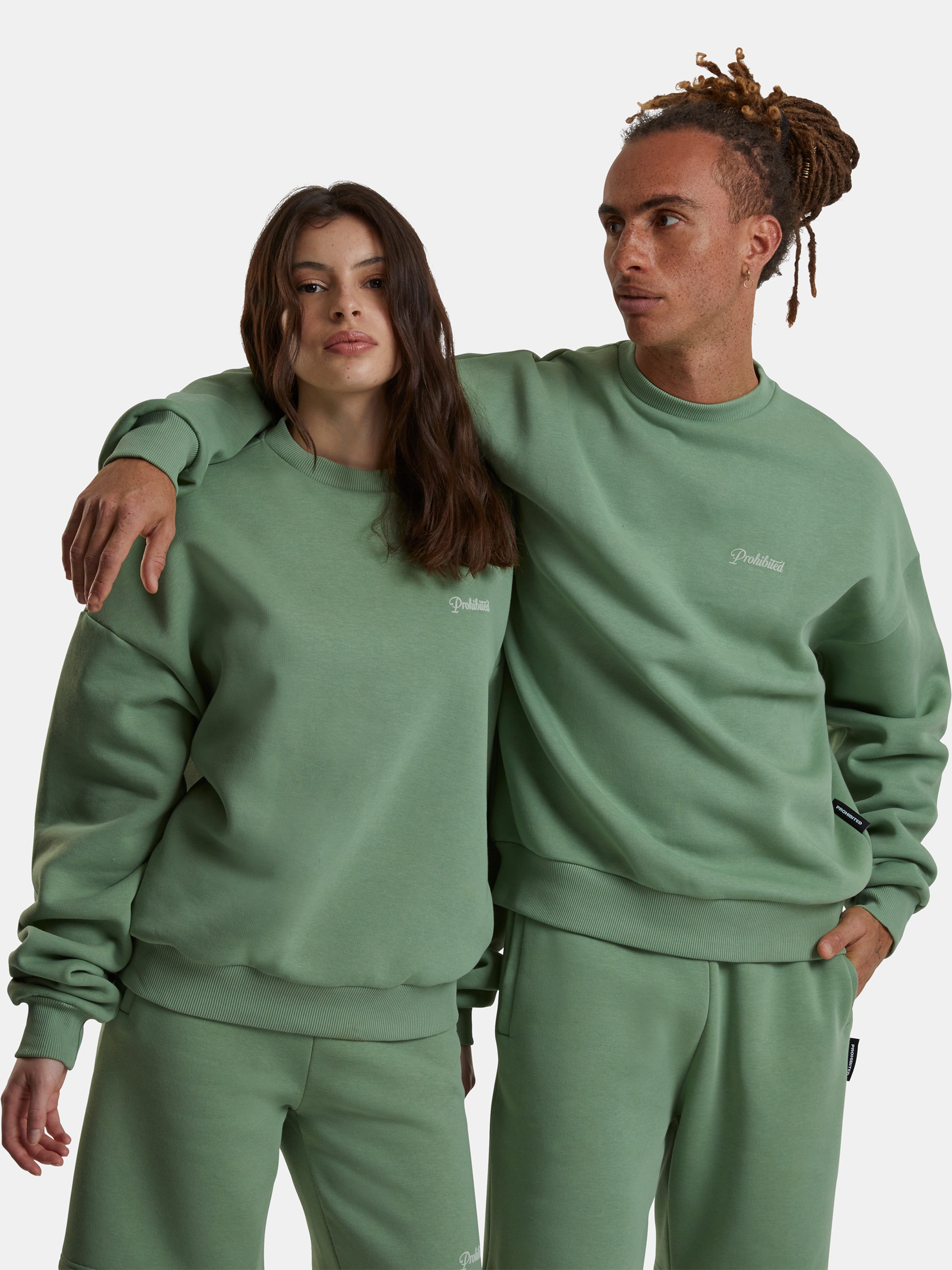 Prohibited 10119 V2 Crew Neck Pullover Frauen,Männer,Unisex op kleur groen, Maat XS