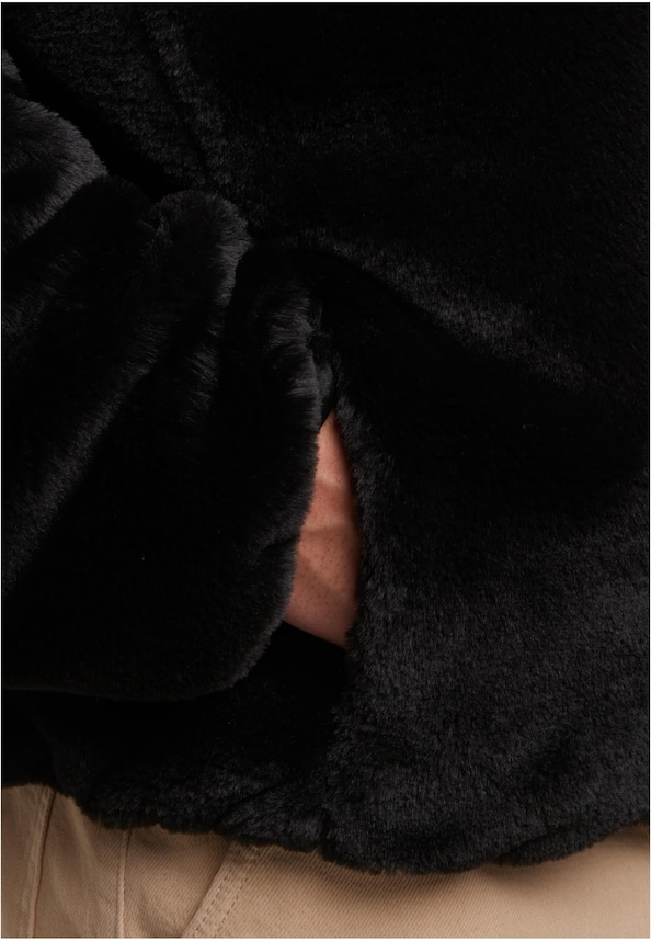 Full Zip Faux Fur Hoodie-5