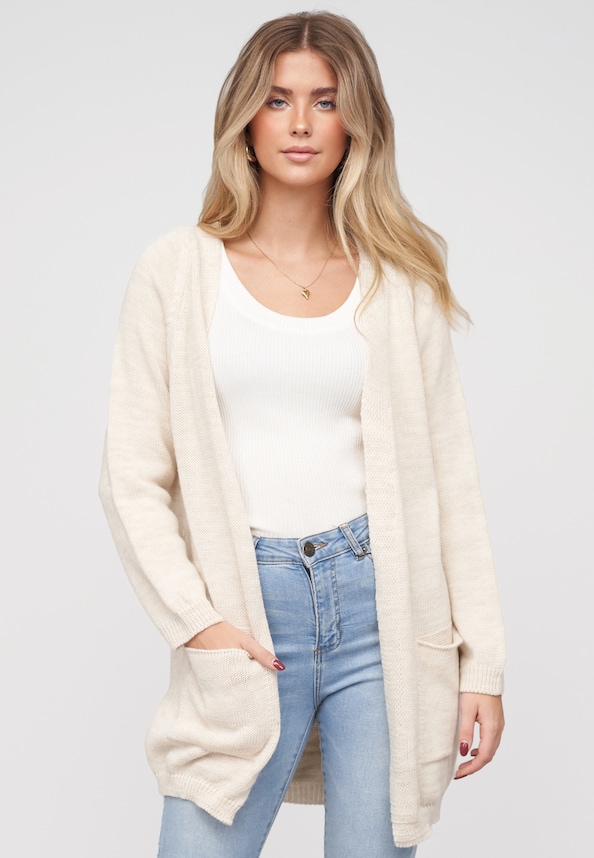 Long Open Cardigan with 2 Pockets-0
