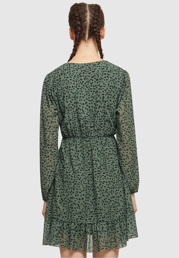 Cloud5ive V-Neck Chiffon in Wickeloptik mit Leo Print Dress-1