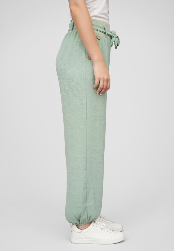 Cloud5ive Damen Sommer Hose Knopfleiste und Bindegürtel 2-Pockets-3