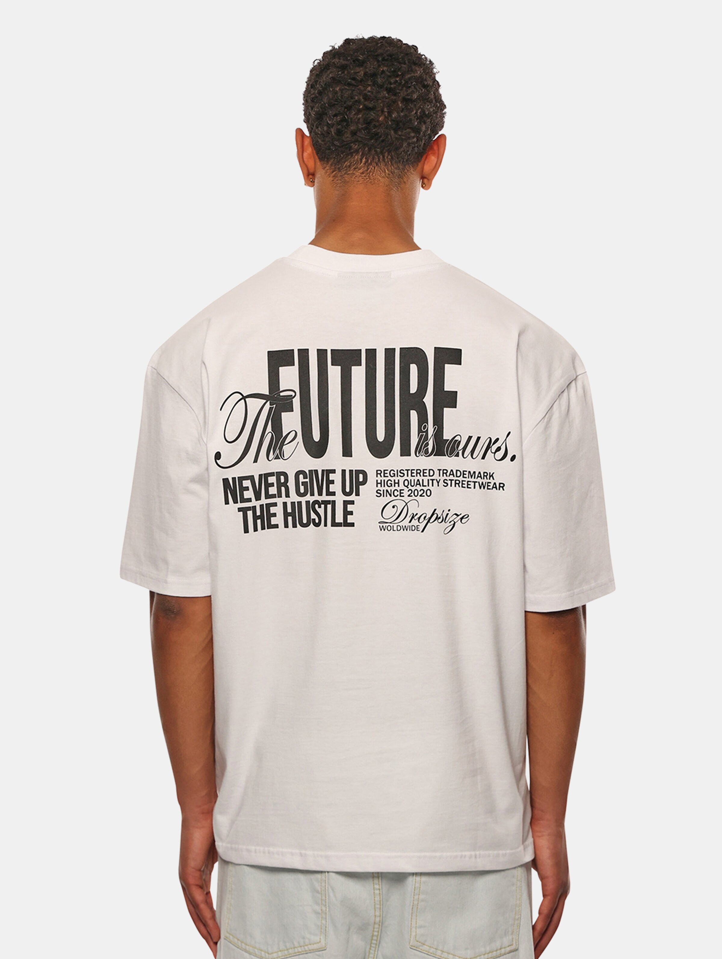 Dropsize Heavy Oversize Future Is Ours T-Shirts op kleur wit, Maat M