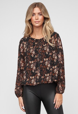 Chiffon Langarm Bluse Blumenmuster all over Print 2-lagig