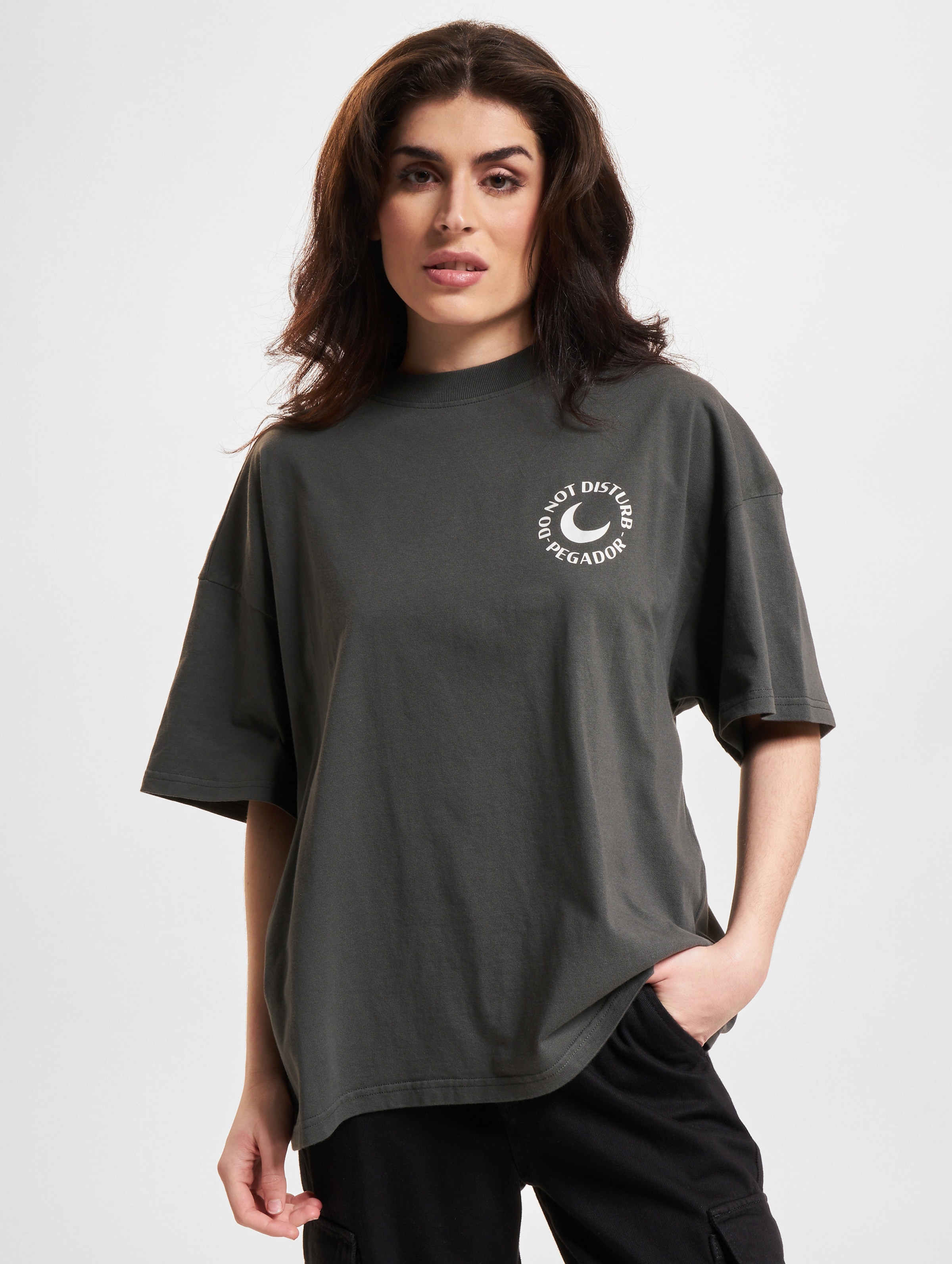 PEGADOR Ekne Heavy Oversized T-Shirt Vrouwen op kleur grijs, Maat M