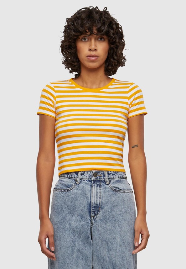 Ladies Short Striped Tee-0