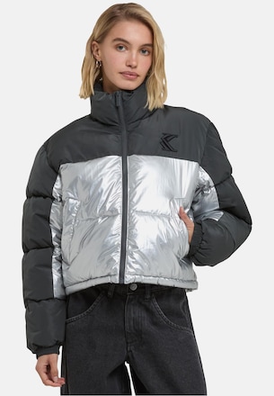 KK Og Metallic Block Crop Puffer Jacket  metallic