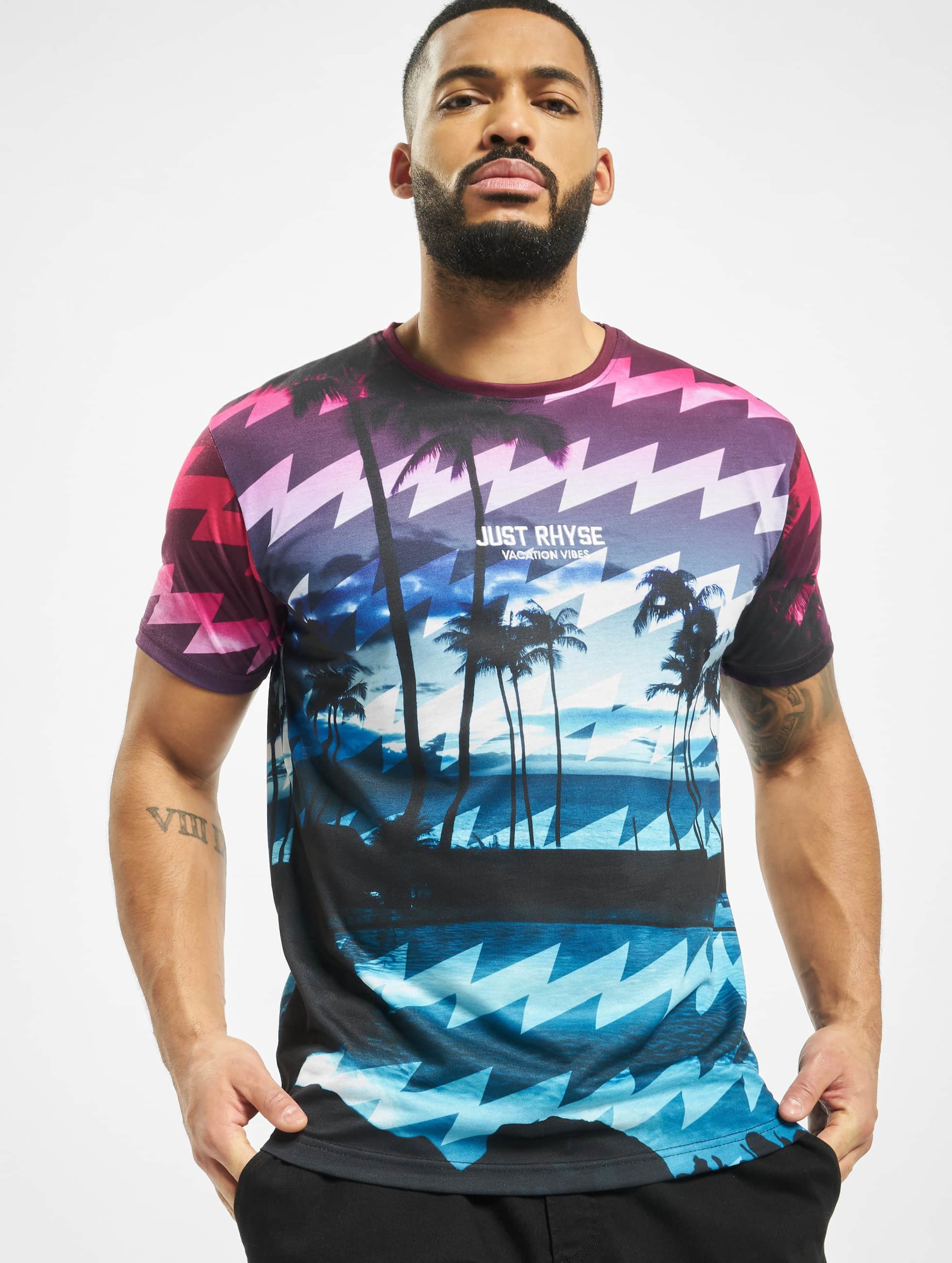 Just Rhyse Palm Coast T-Shirt Mannen op kleur kleurrijk, Maat S