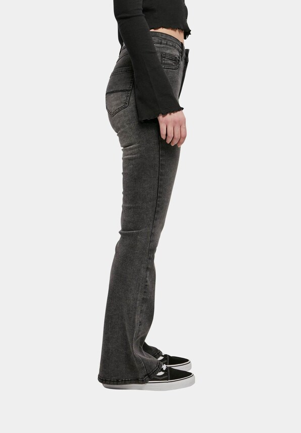 Ladies High Waist Flared Denim Pants Loose-2