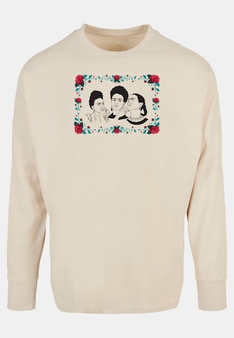 Ladies Frida Kahlo - 3 with flowers Oversized Cut On Sleeve Longsleeve