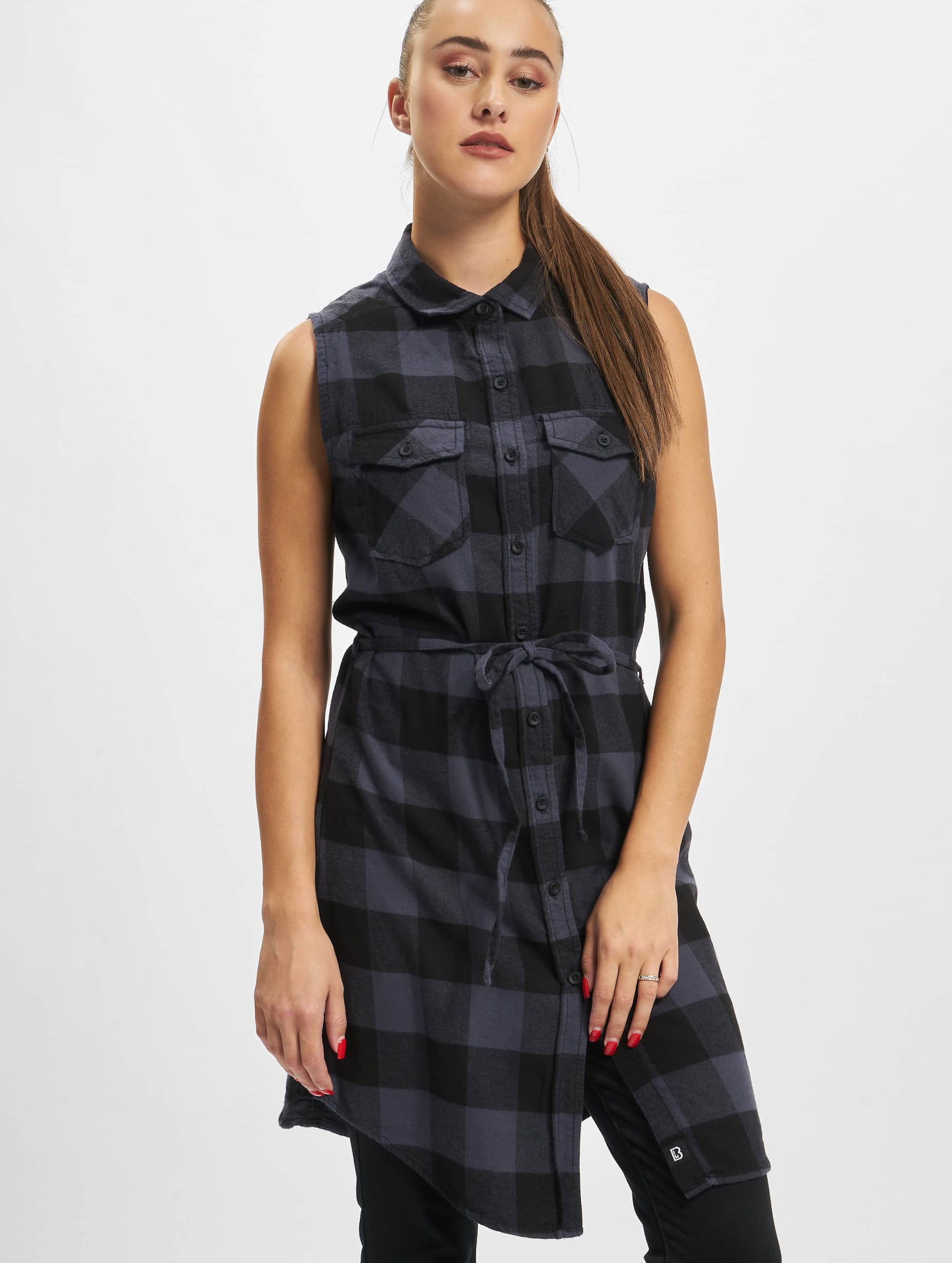 Brandit - Sleeveless longshirt Gracey Korte jurk - XL - Zwart/Grijs
