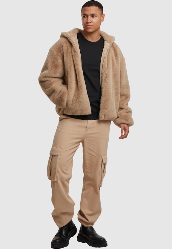 Full Zip Faux Fur Hoodie-3