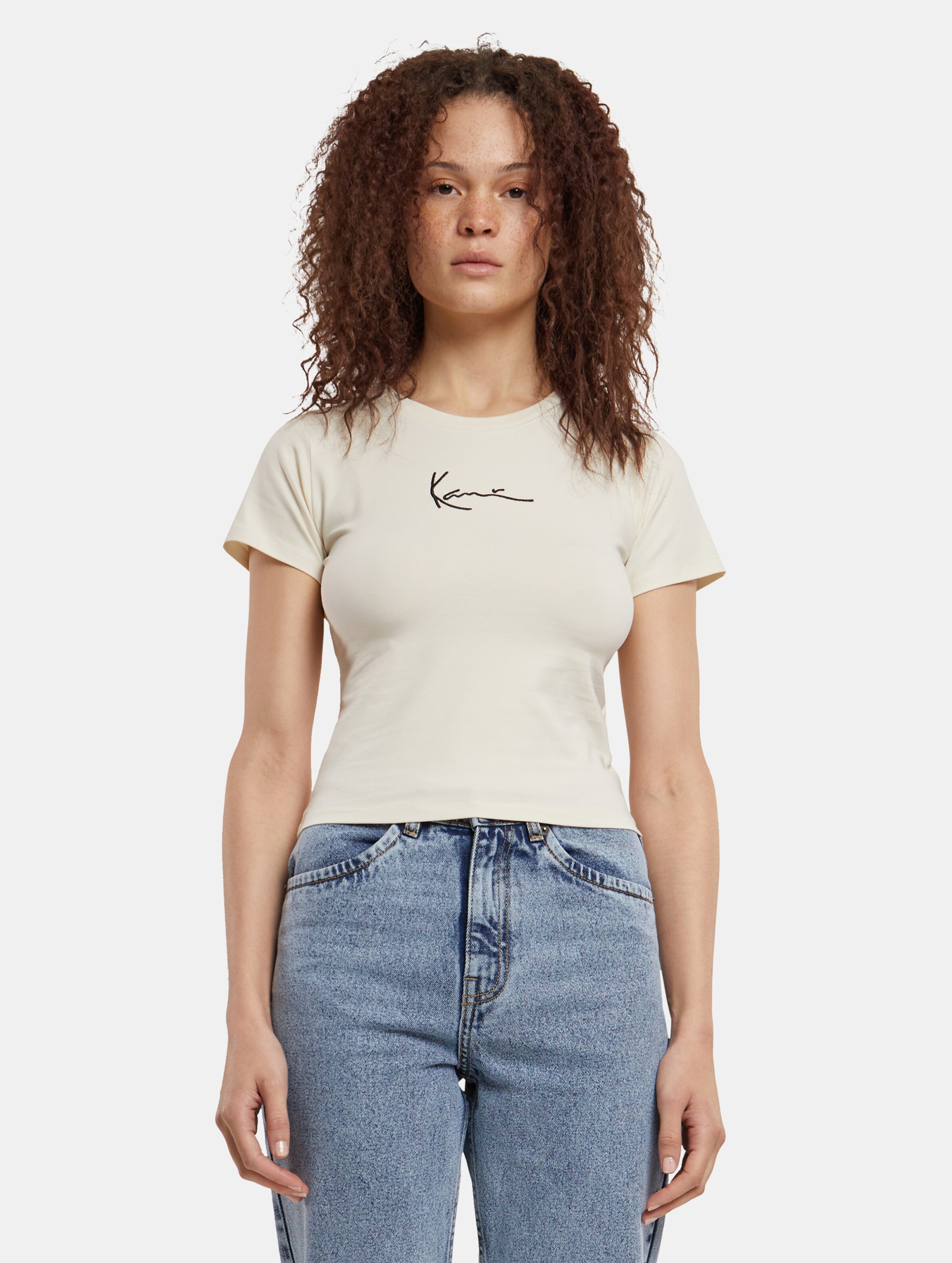 Karl Kani Small Signature Essential Short T-Shirt op kleur beige, Maat M