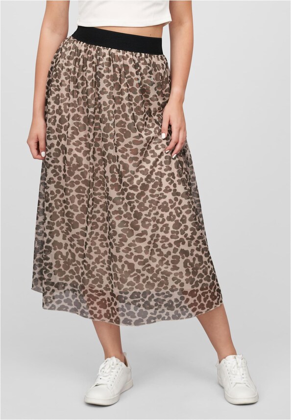 Longform Rock mit Leoprint und Gummiband-0