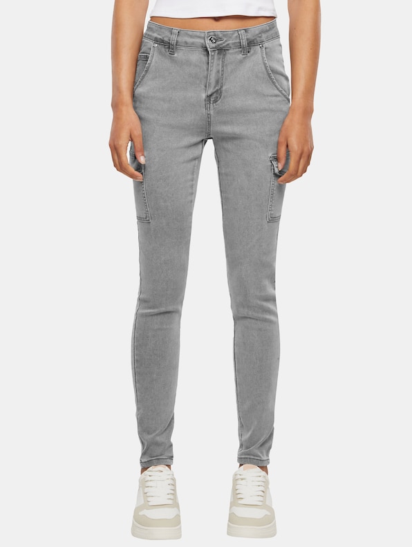 Cloud5ive Cargo Jeans washed look High Waist Jeans-0