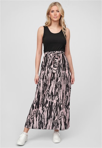 2-Tone Kleid mit Bindegürtel und Abstrakt Print