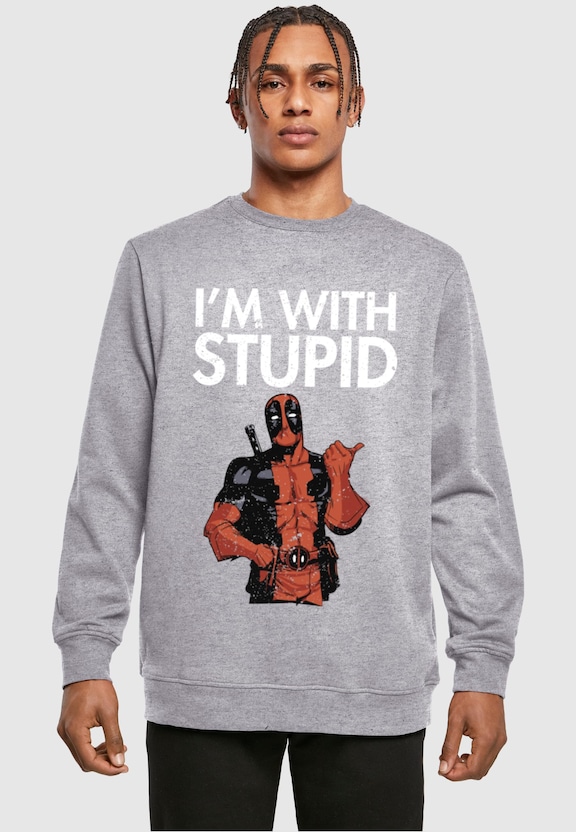 Deadpool - I Am With Stupid Crewneck-0