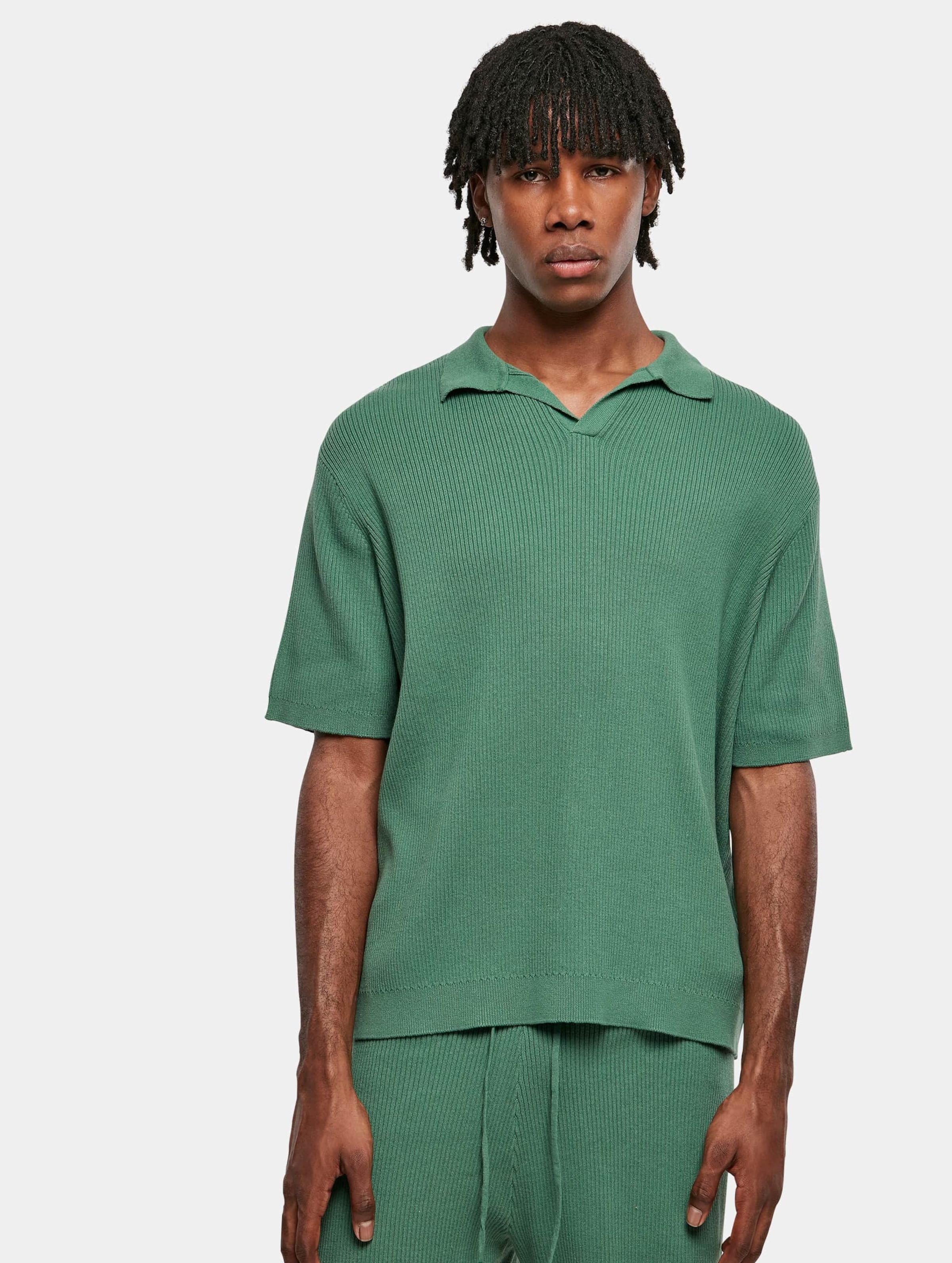 Urban Classics Ribbed Oversized Shirt Mannen op kleur groen, Maat S