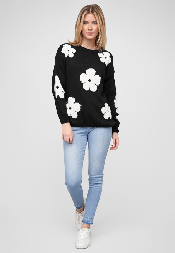 Cloud 5ive Crewneck Knit Sweater with Flowers-4