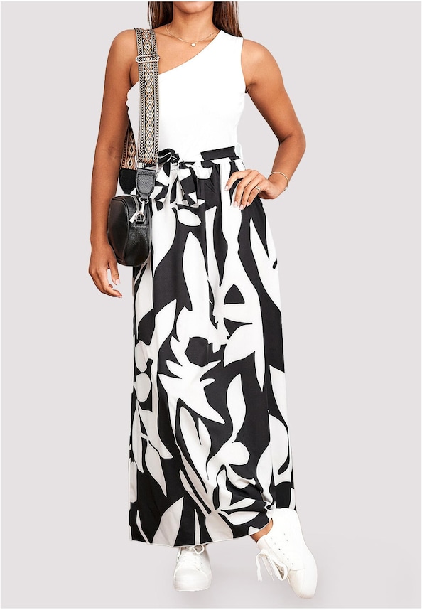 Cloud5ive One Shoulder Maxi Kleid Flower Print-0