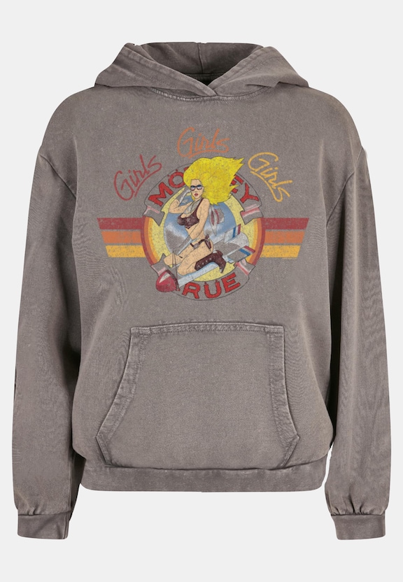 Ladies Motley Crue - Bomber Girl Acid Washed Oversized -2