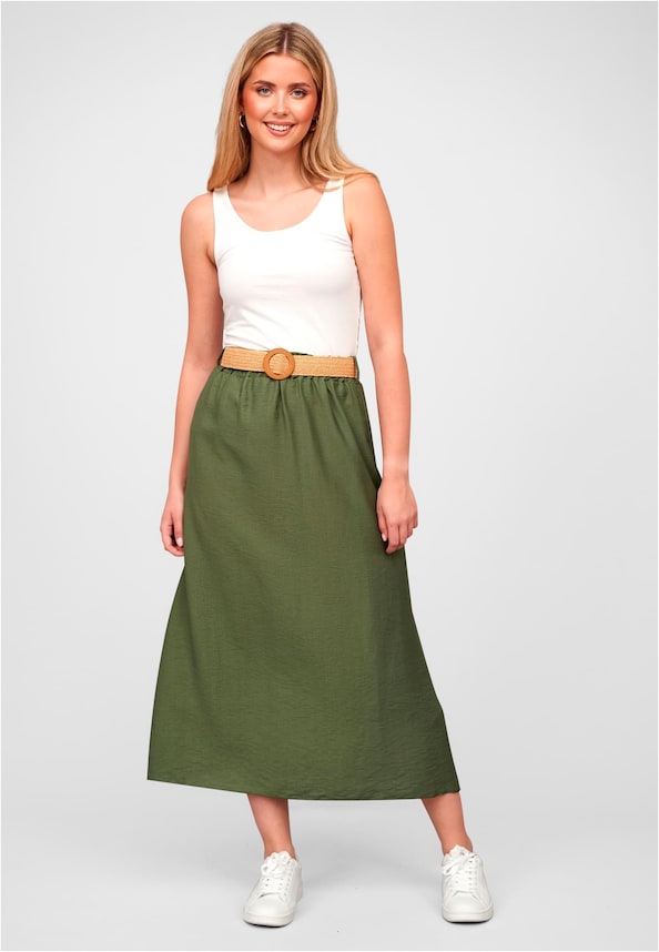 Cloud5ive Damen Longform Viskose Rock mit Gürtel-4