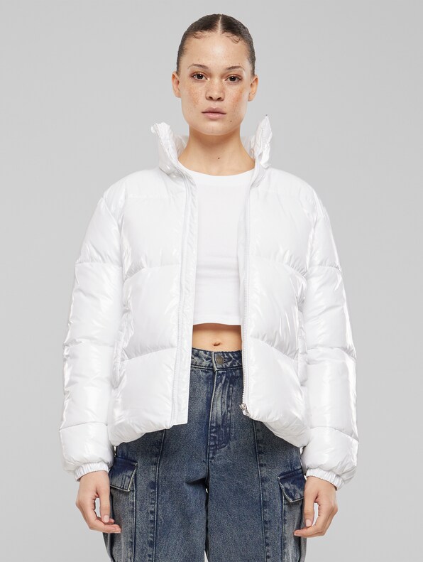 Ladies Recycled Short Shiny Puffer -0
