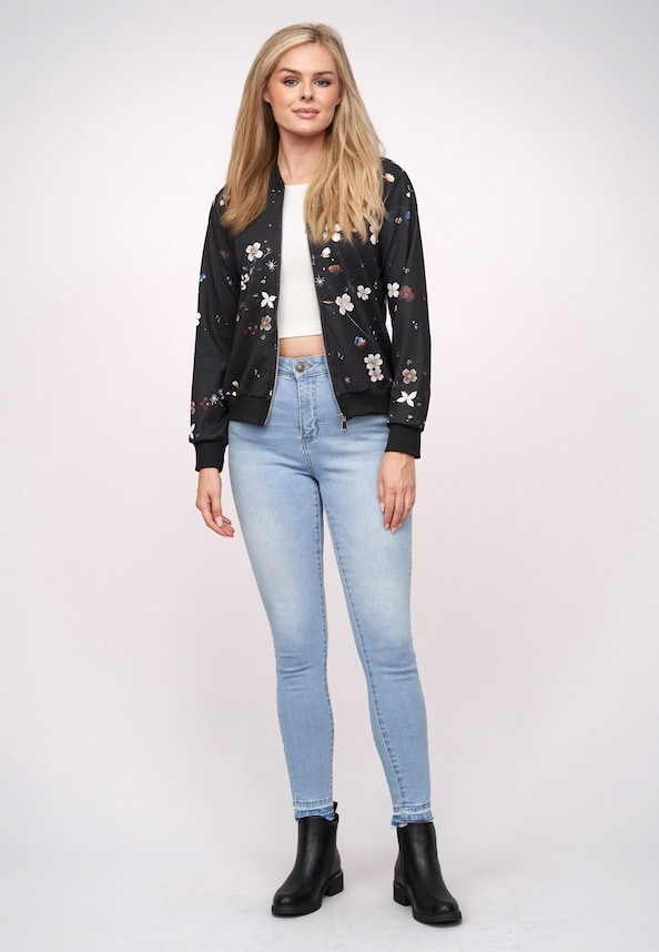 Blouson Bomber-Jacket with flower print-4