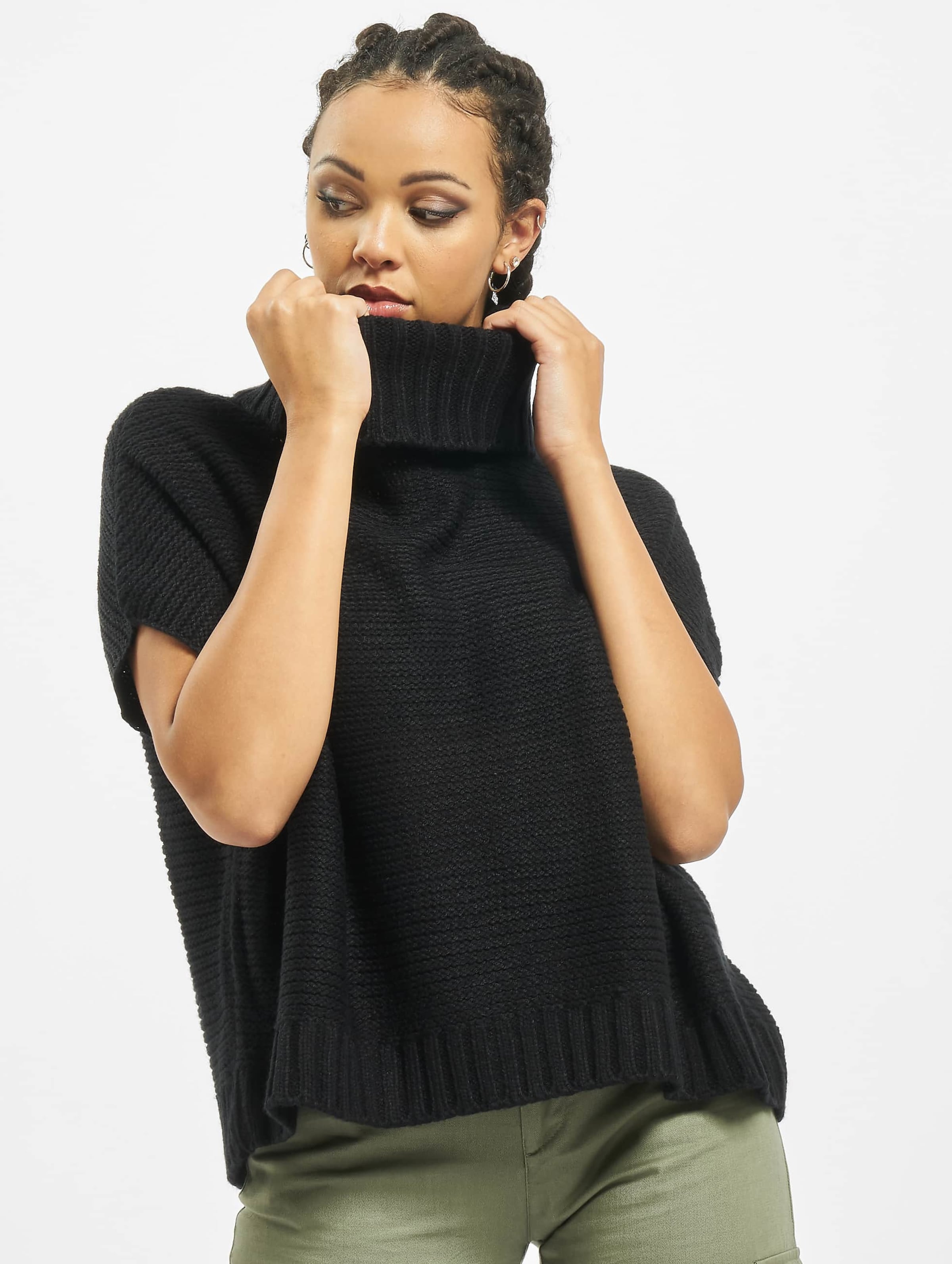 Urban Classics Ladies Knitted Poncho Vrouwen op kleur zwart, Maat M