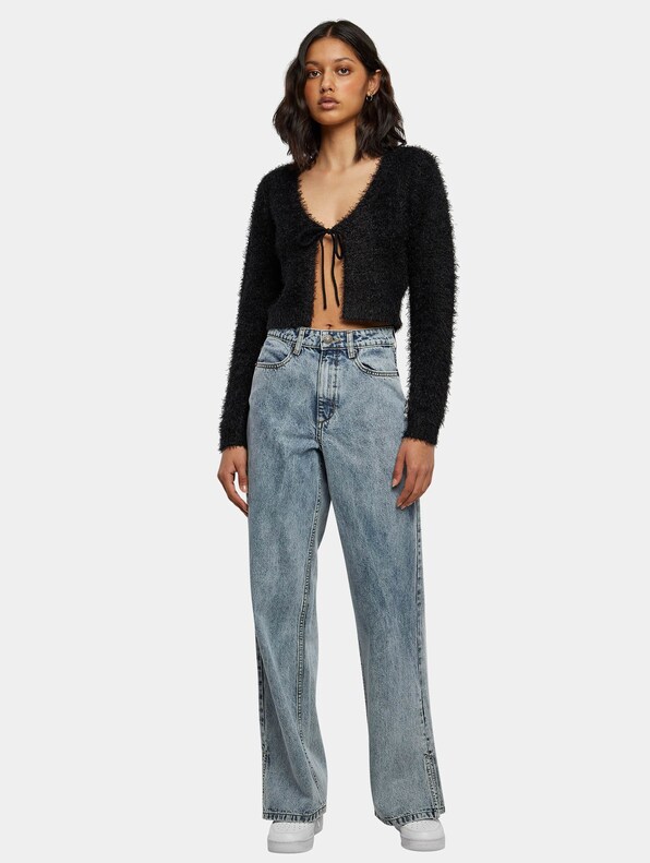 Urban Classics Ladies Tied Cropped Feather Cardigan-3