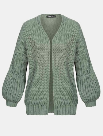 Cloud5ive Damen Grobstrick Cardigan mit Pufferärmeln