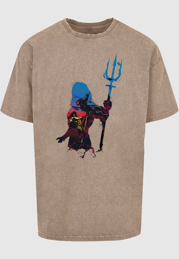 Aquaman - Battle Silhouette Acid Washed Oversize Tee-4