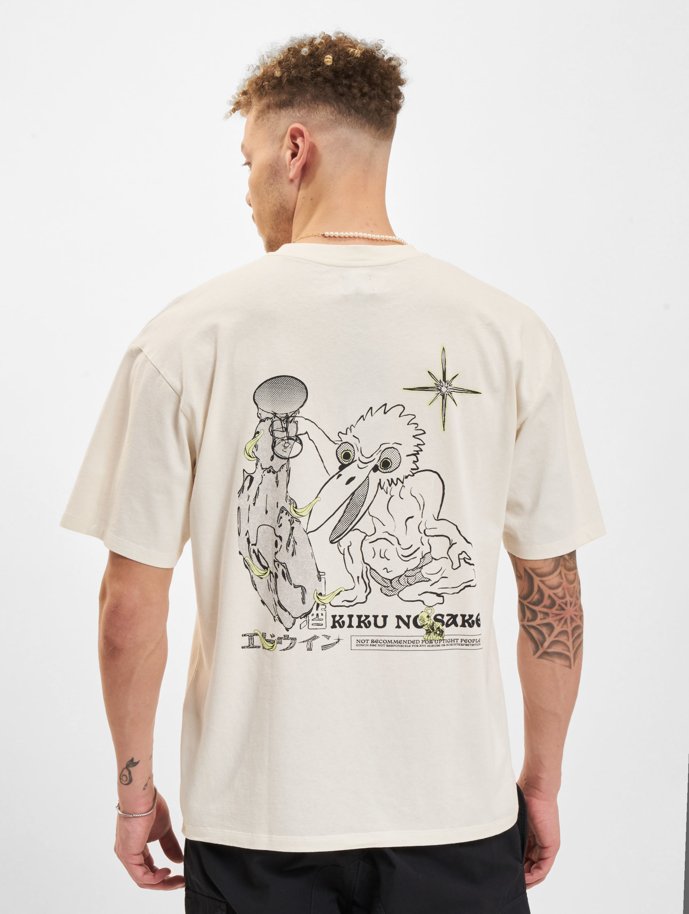 Edwin Kiku No Sake T-Shirt Männer,Unisex op kleur beige, Maat S