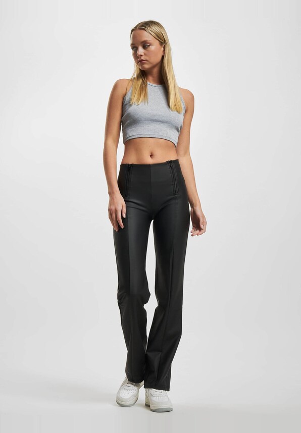 WRUP Vegan Leather Damen Push Up High Waist Cropped Wide Leg-5