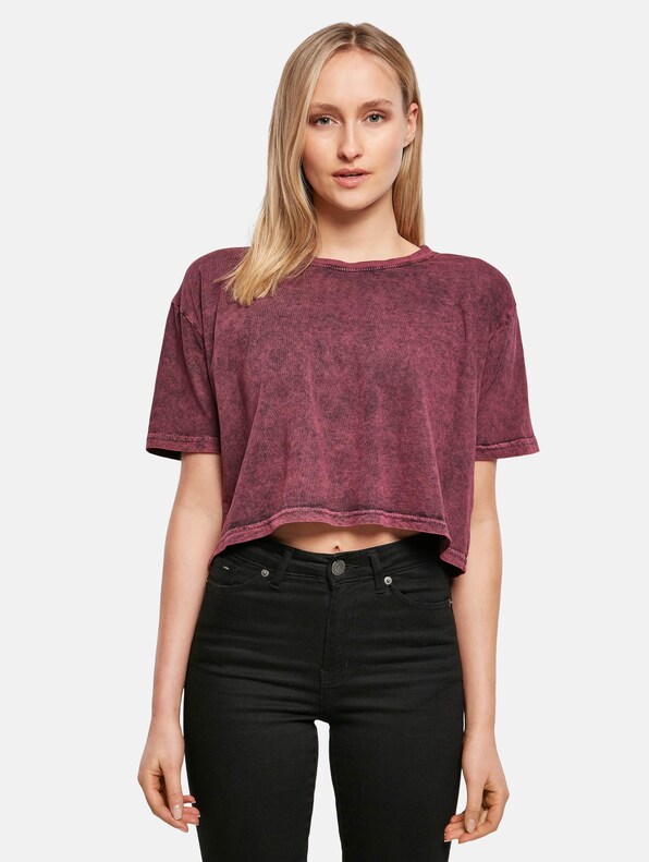 Ladies Acid Washed Cropped Tee-2