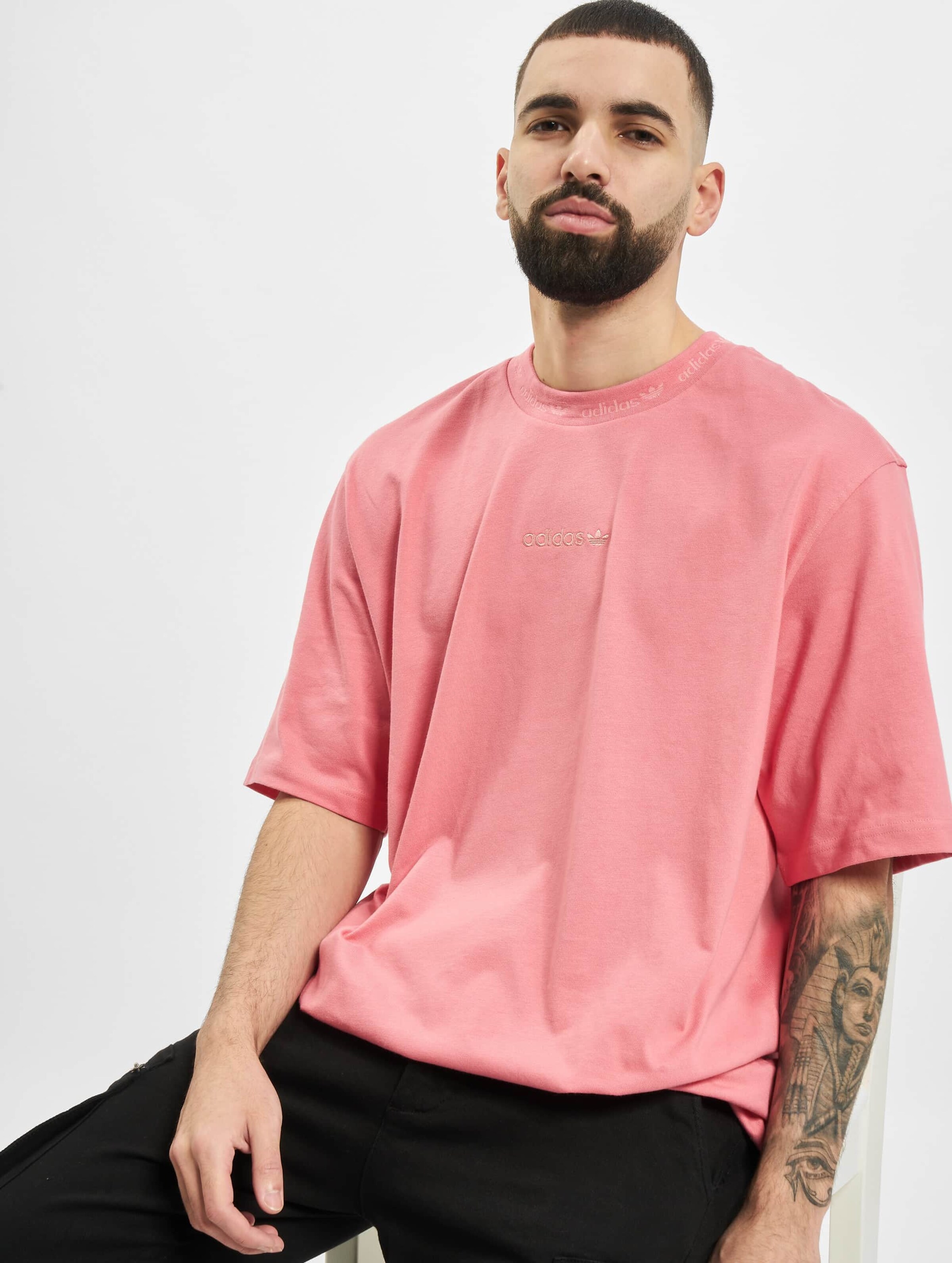 adidas Originals Rib Detail T-Shirt Mannen op kleur roze, Maat S