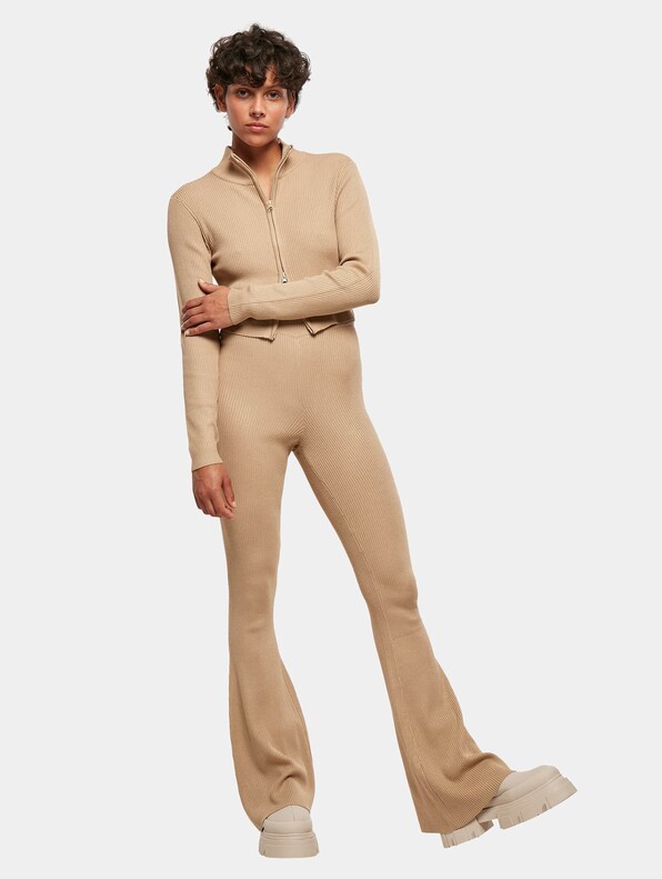  Ladies Cropped Rib Knit Zip -3