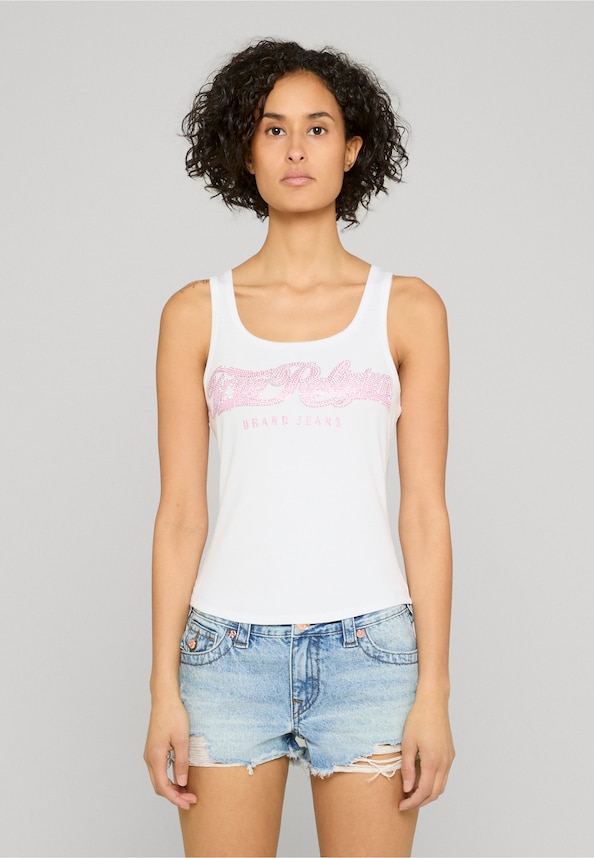 CRYSTAL SQUARE NECK RIB TANK-0