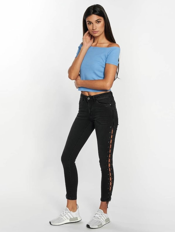 Urban Classics Lace up Denim Skinny Jeans-2