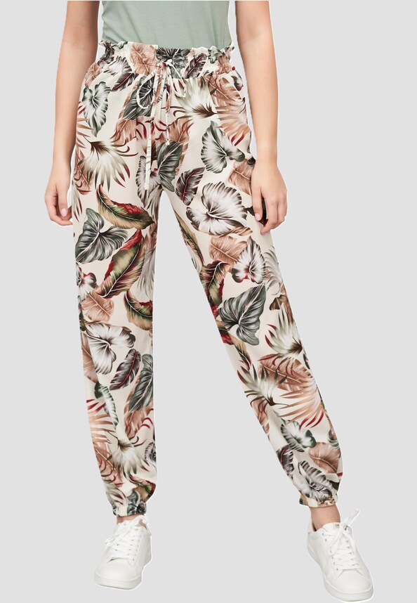 Cloud5ive Damen Crepe Hose mit Gummibund und All Over-0
